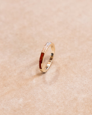 Gold Band with Red Jasper and Diamonds