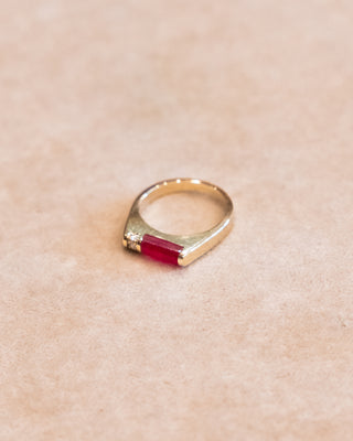 Gold Band with Ruby and Diamonds