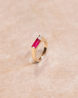 Gold Band with Ruby and Diamonds