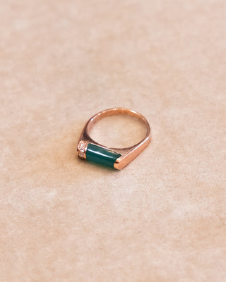 Rose Gold Ring with Emerald and Diamonds