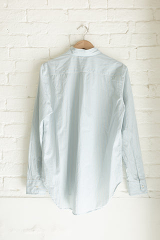 Women's Studio Shirt, Powder Blue White/Gold Multi-Stripe