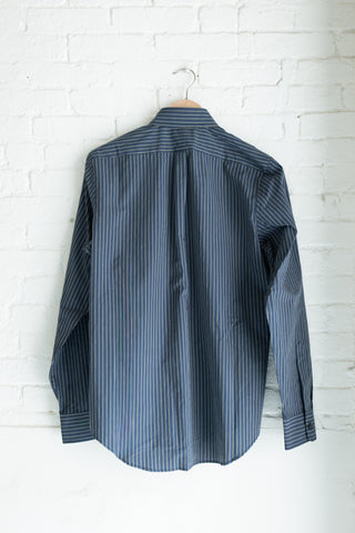 The Reverse Seam Shirt, Navy/Olive Stripe
