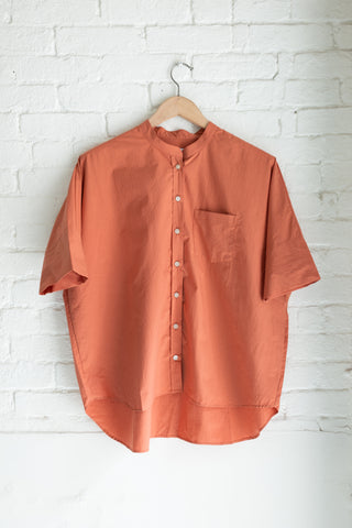 Women's Oversized Stand Collar S/S, Papaya