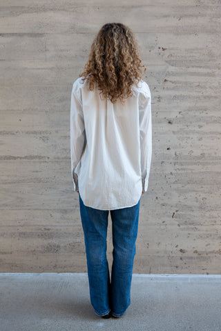 Women's Studio Shirt, Powder Blue White/Gold Multi-Stripe