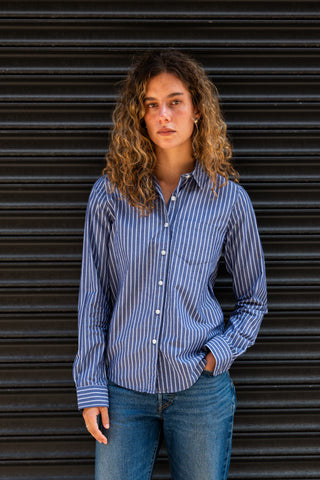Women's Reverse Seam, Deep Blue Stripe