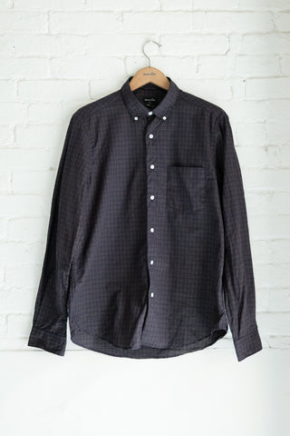The Single Needle Shirt, Navy Yellow/Red Tattersall