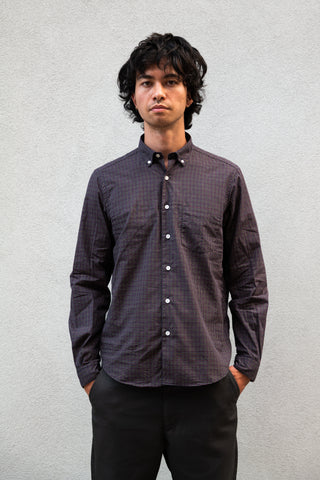 The Single Needle Shirt, Navy Yellow/Red Tattersall