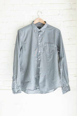 The Single Needle Shirt, Charcoal w/White Pencil Stripe