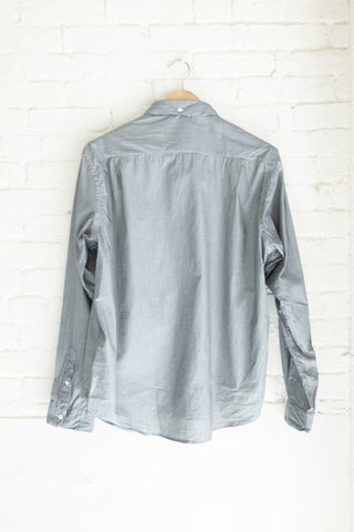 The Single Needle Shirt, Charcoal w/White Pencil Stripe