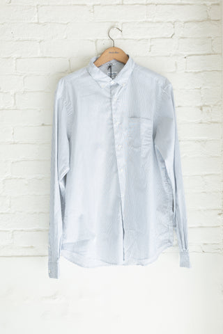 The Single Needle Shirt, White/Black Pencil Stripe