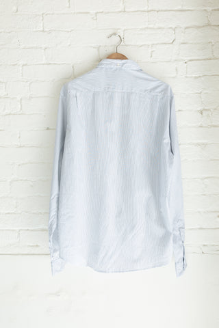 The Single Needle Shirt, White/Black Pencil Stripe