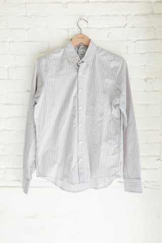 The Reverse Seam Shirt, Light Grey/Brown Multi-Stripe