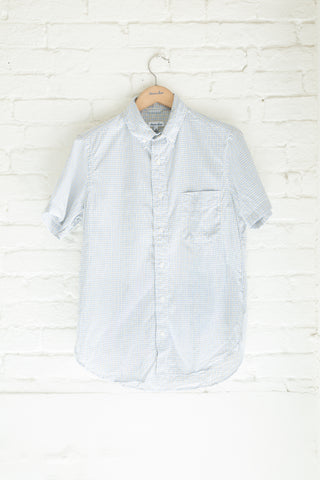 Short Sleeve Collegiate Shirt, White Yellow/Blue Tattersall