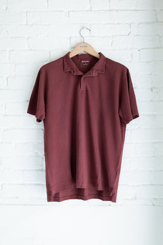 The Cropped Collar Polo, Black Cherry