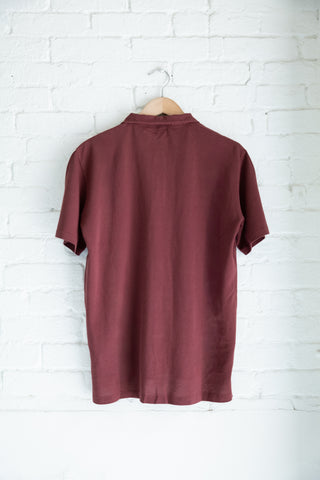 The Cropped Collar Polo, Black Cherry