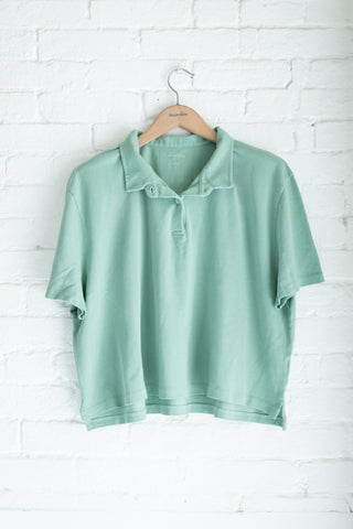 Women's Cropped Pique Polo, Sage