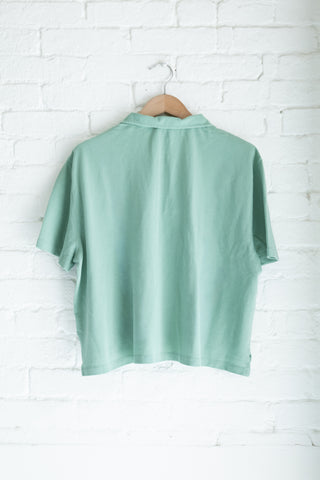Women's Cropped Pique Polo, Sage