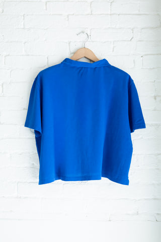 Women's Cropped Pique Polo, Cobalt