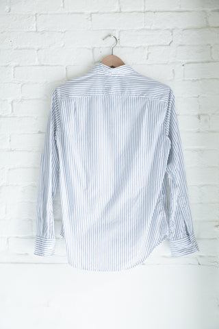 The Collegiate Shirt, White w/Brown & Blue Multi-Stripe