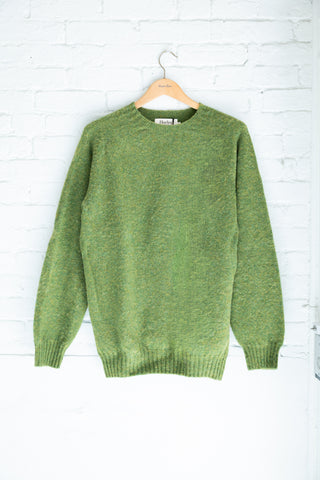 Wool Shaggy Crew Neck Wool Sweater, Beize