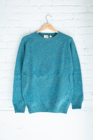 Wool Shaggy Crew Neck Wool Sweater, Gulfstream