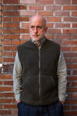 Sherpa Fleece Vest, Olive