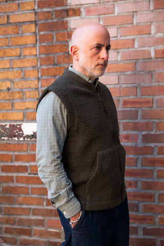 Sherpa Fleece Vest, Olive