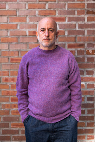 Wool Shaggy Crew Neck Wool Sweater, Calluna