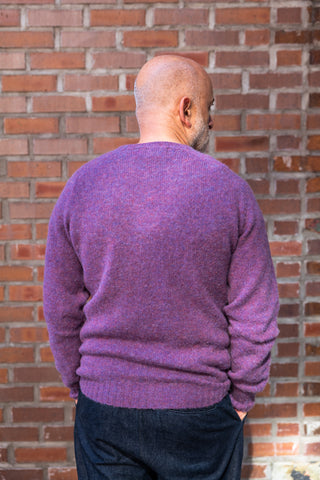 Wool Shaggy Crew Neck Wool Sweater, Calluna