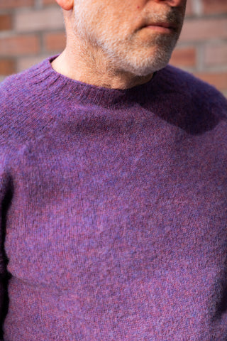 Wool Shaggy Crew Neck Wool Sweater, Calluna