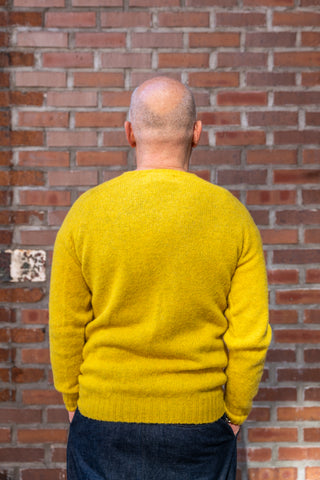 Wool Shaggy Crew Neck Wool Sweater, Citrine