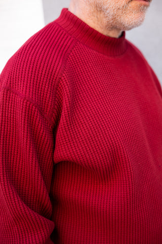 Waffle Midneck Sweater, Red