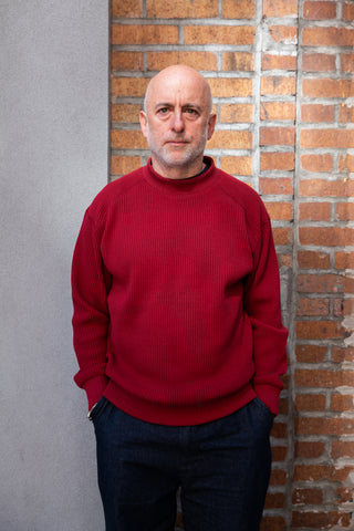 Waffle Midneck Sweater, Red