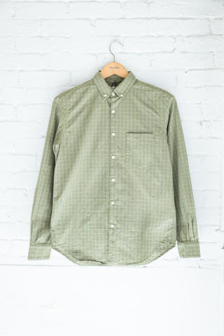 The Single Needle Shirt, Green Micro-Plaid