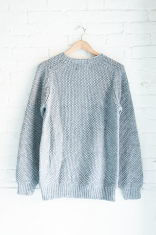 Moss Stitch Crewneck Sweater, Flannel Grey