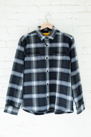 N°111 Roundtail Over Shirt, White/Navy/Olive Plaid
