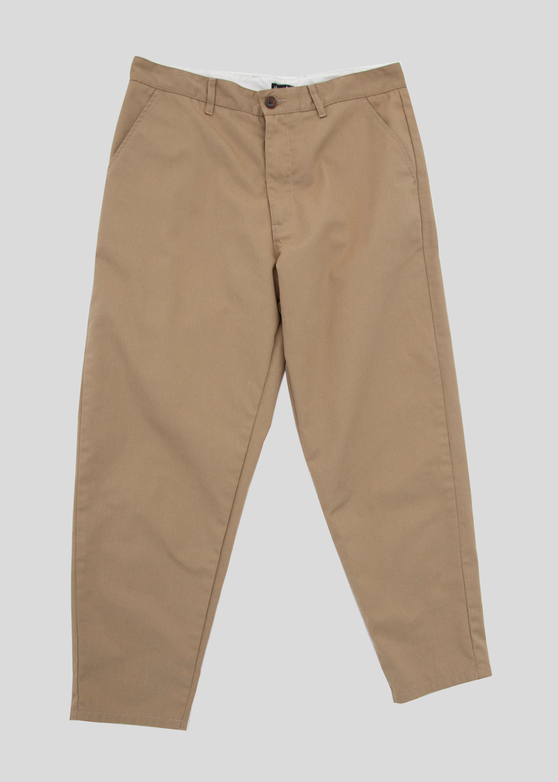 Front flat lay of lightweight danver pants in color khaki