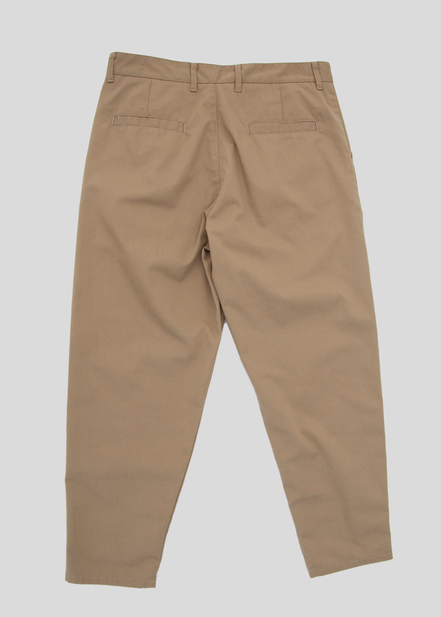 Back flat lay of lightweight danver pants in color khaki