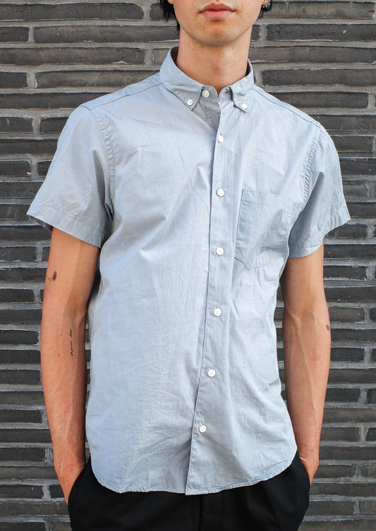 Short Sleeve Single Needle Shirt, Nardo Grey Stripe
