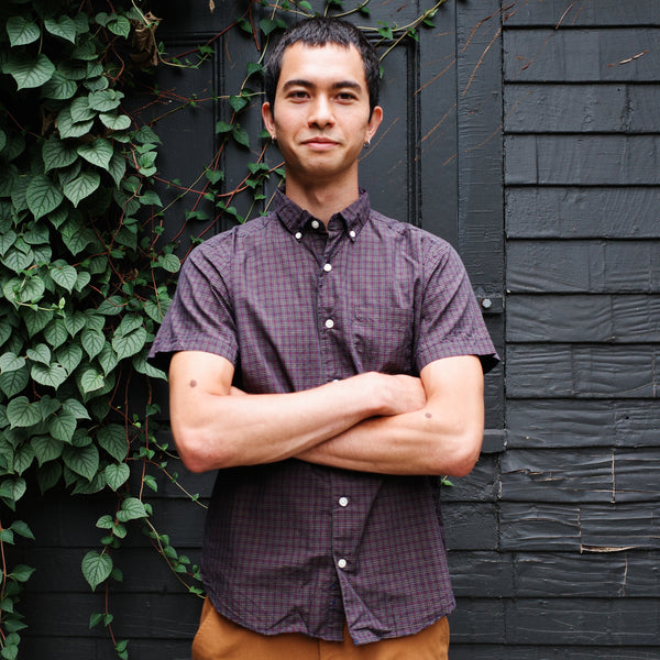 Short Sleeve Single Needle Shirt, Navy Micro Gingham – Steven Alan