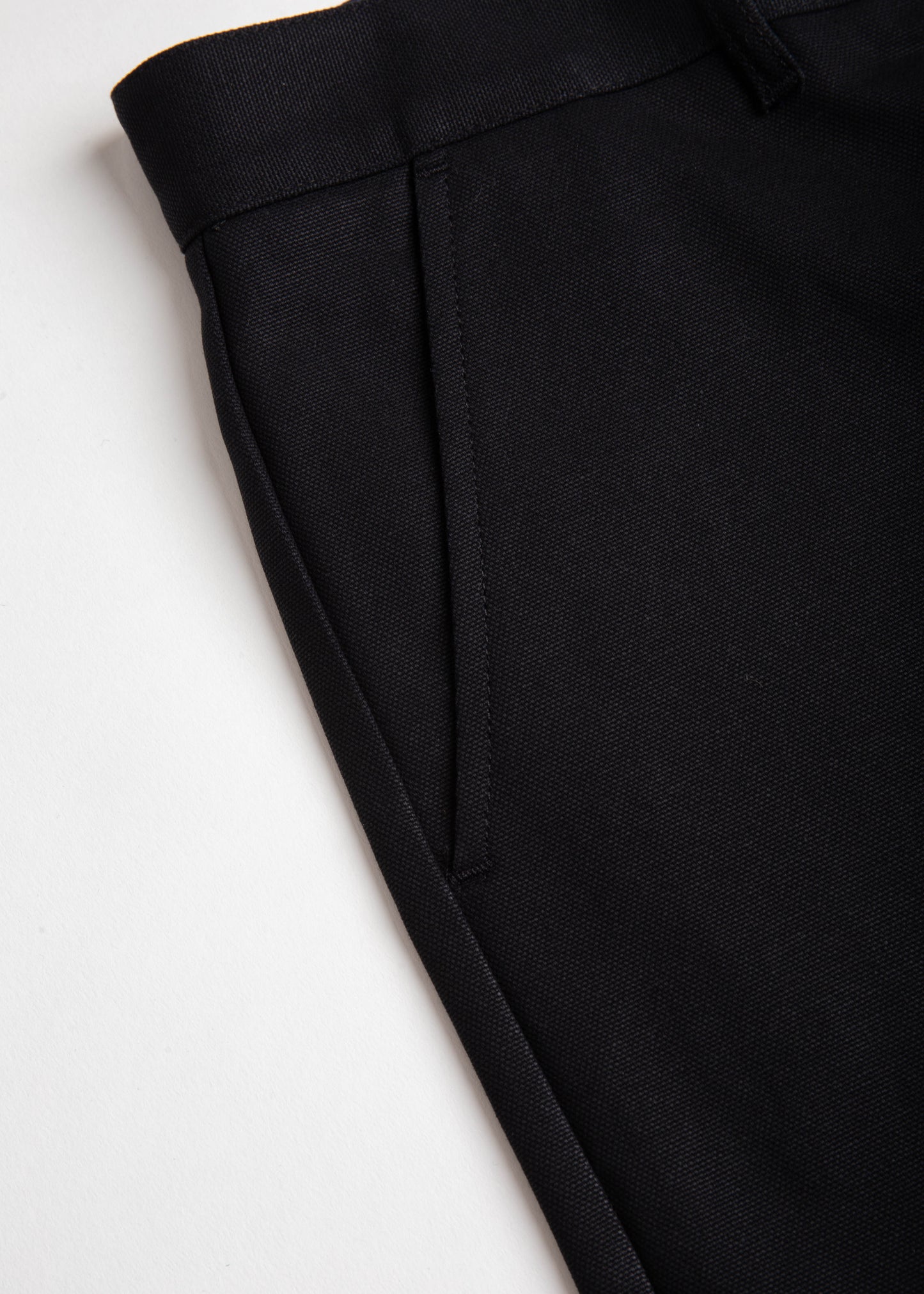close up of flat lay danver pant color black pocket 
