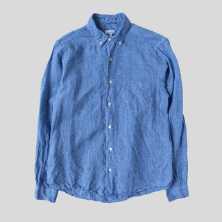 Single Needle Shirt, Blue Houndstooth