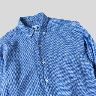 Single Needle Shirt, Blue Houndstooth