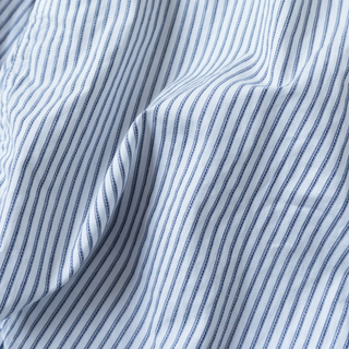 Single Needle Shirt, Navy Stripe