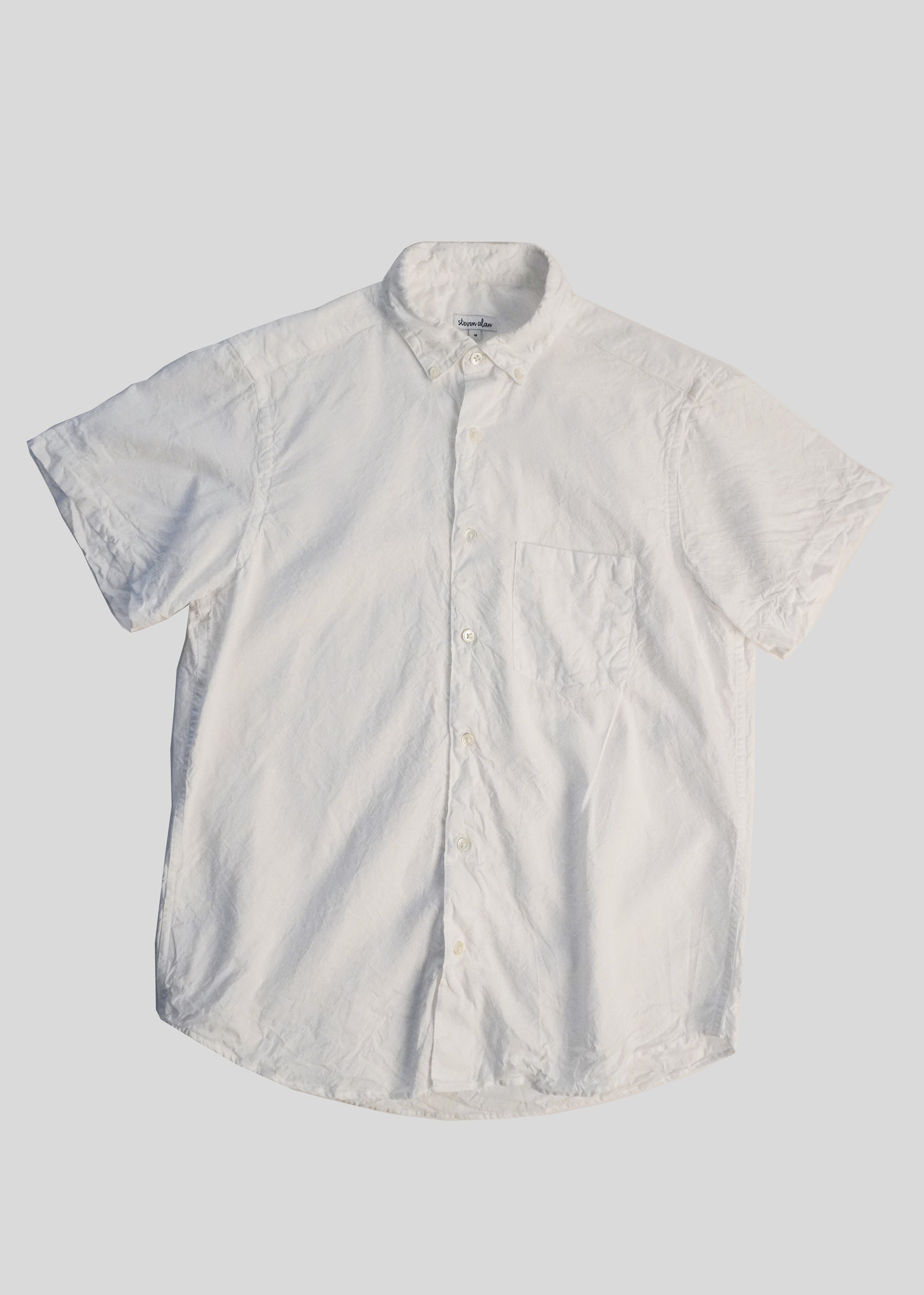 Short Sleeve Single Needle Shirt, White Crinkle Cotton – Steven Alan