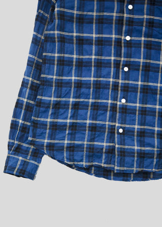 Single Needle Shirt, Pucker Flannel Blue