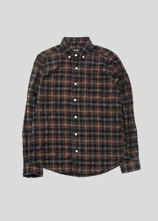 Single Needle Shirt, Pucker Flannel Brown