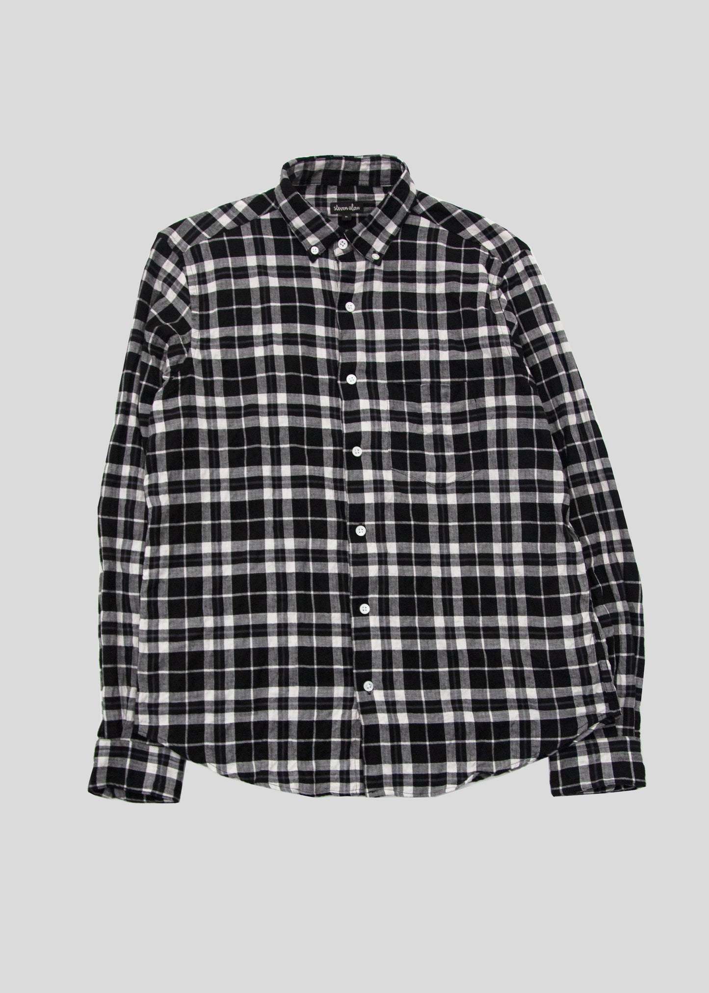 Single Needle Shirt, Black and White Pucker Flannel