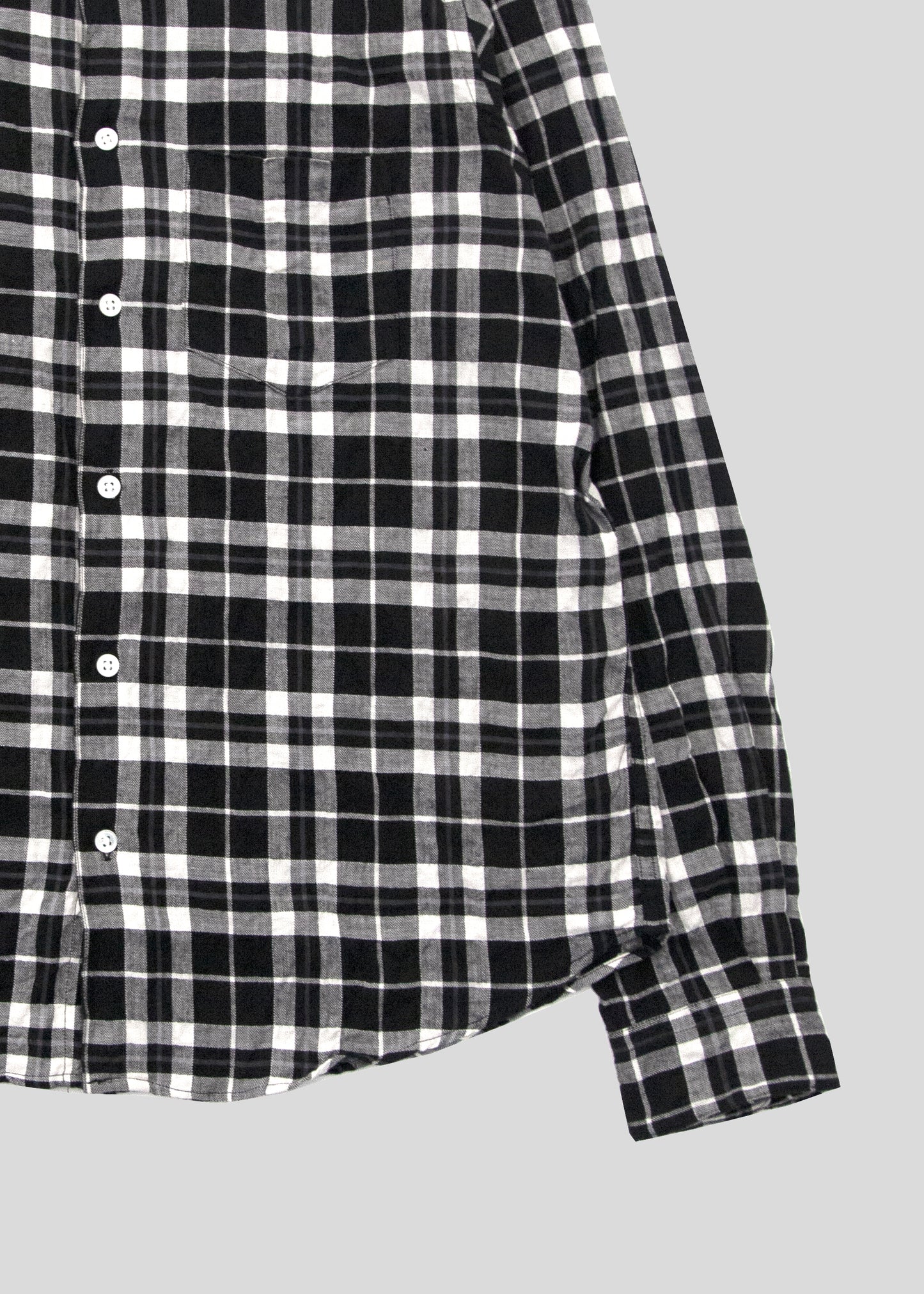Single Needle Shirt, Black and White Pucker Flannel