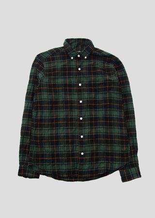 Single Needle Shirt, Pucker Flannel Green